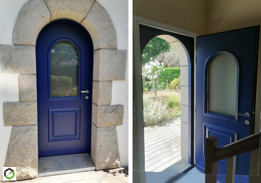 Pose d'une porte d'entrée en aluminium