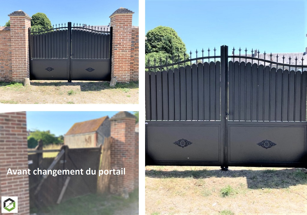 pose d'un portail en aluminium tschoeppé