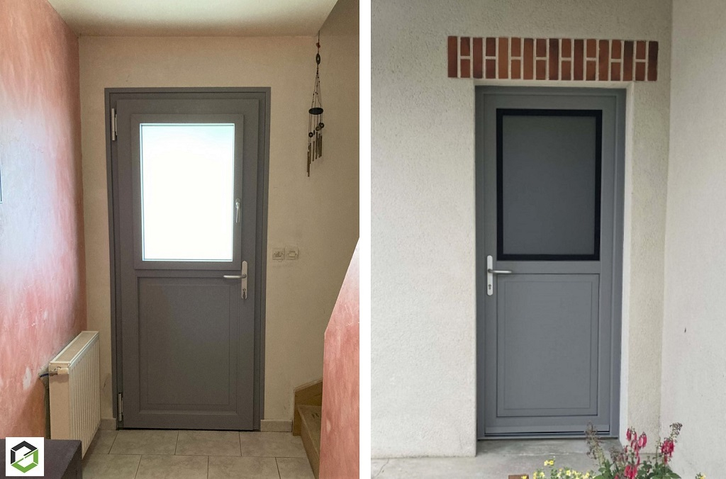 fourniture et pose d'une porte d'entrée en pvc