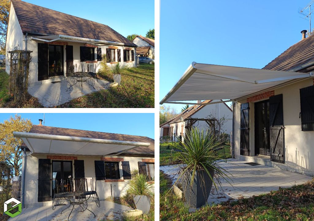 Pose d'un store banne à Montrieux en Sologne 41210 (entre Blois et Romorantin-Loir et Cher (41)