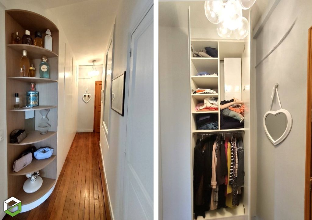 Agencement d'un dressing sur mesure dans un couloir d'entrée-Loiret (45)