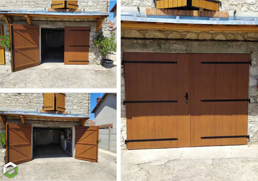 Pose d'une porte de garage aluminium aspect chêne doré-Loir et Cher (41)