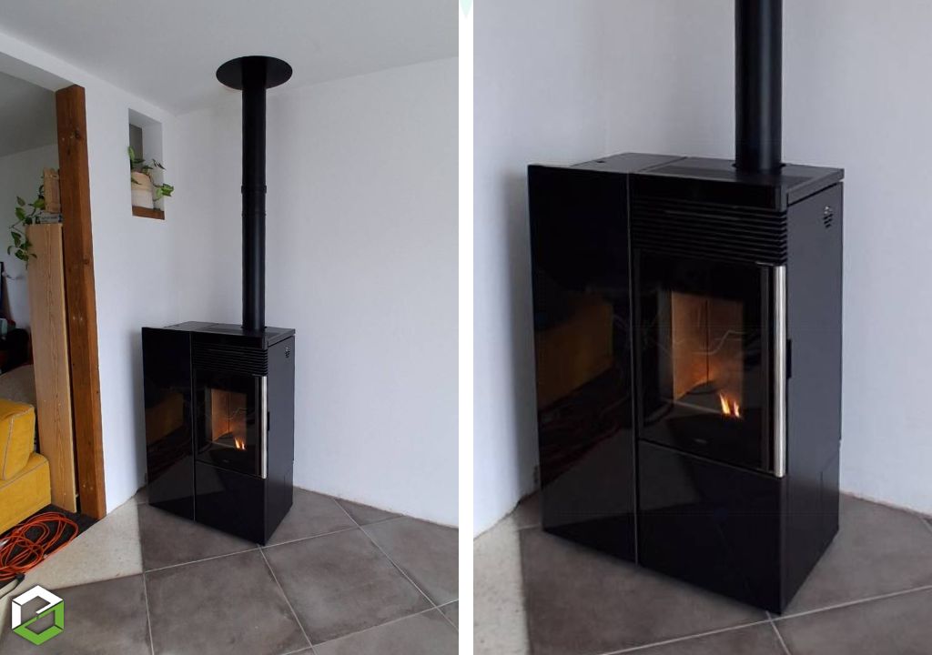 Installation d'un poêle à granulé Nobis A10 LIGHT TOP COAX