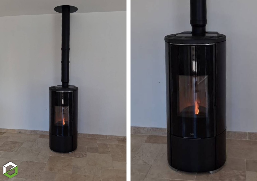 Installation d'un poêle à granulé Nobis A8 Round Top Coax