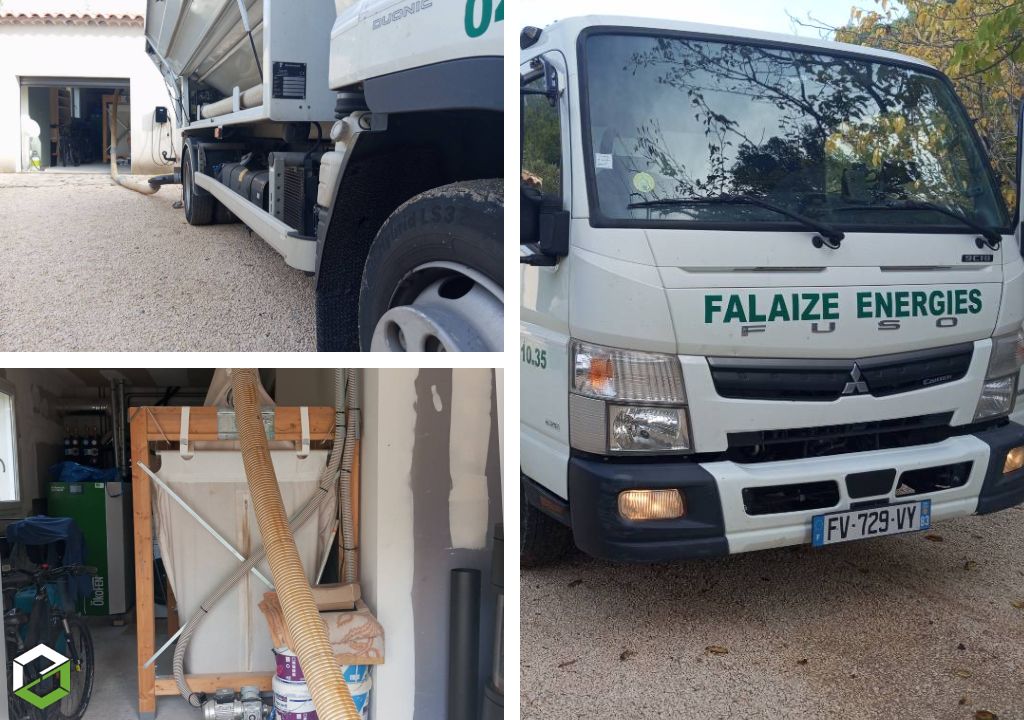 livraison de granulés en vrac avec camion souffleur