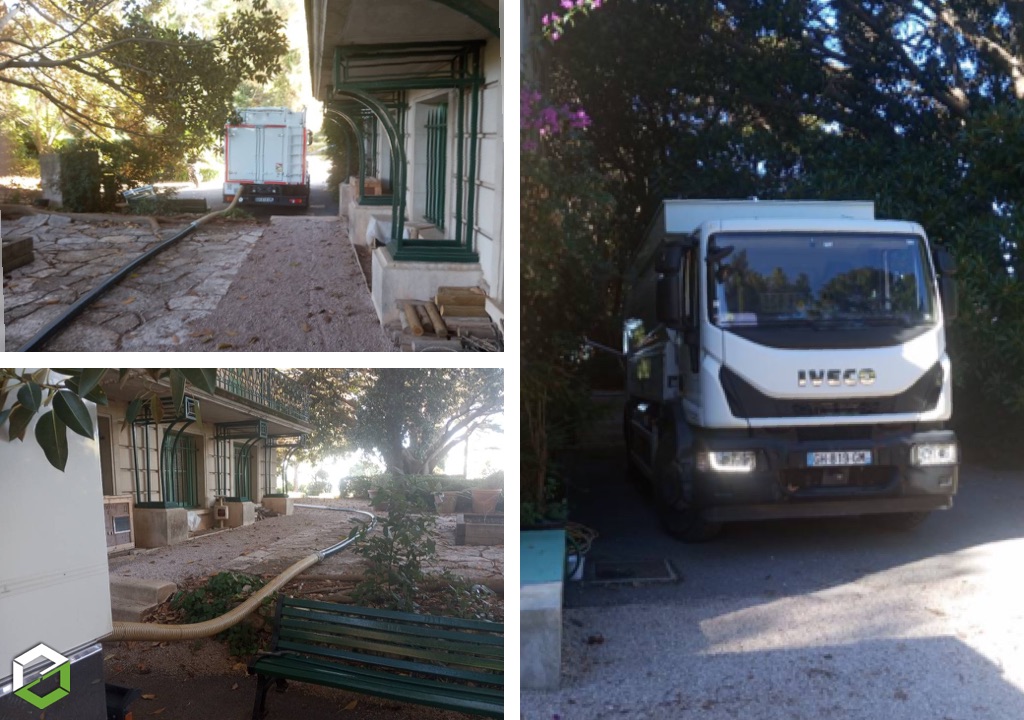 Consultez la chantier : livraison de granulés pour la villa eilenroc