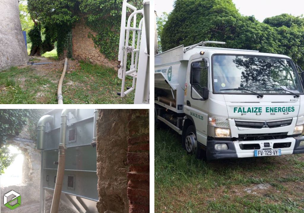pellets en vrac livrés par camion souffleur dans le haut var