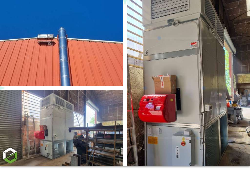 Installation d'un générateur d'air chaud à condensation gaz propane pour un atelier de production en metallurgie-Isère (38)