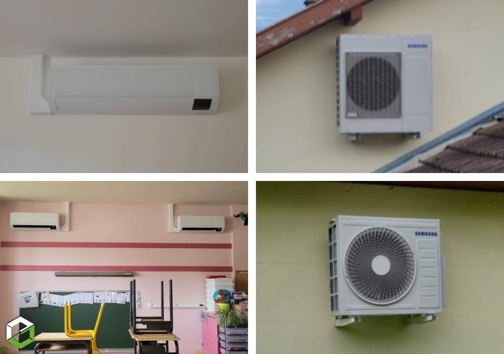 Ets PPCZ : Installation d'une climatisation reversible (PAC air air) samsung dans un groupe scolaire