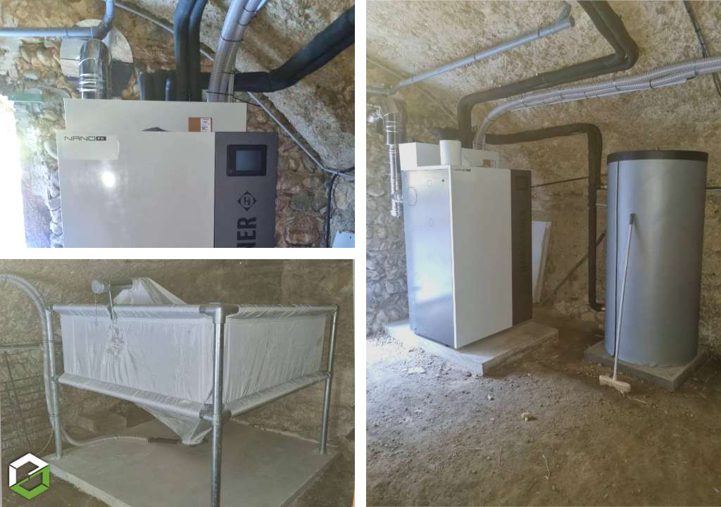 Ets PPCZ : Installation d'une chaudière à granulés bois de marque hargassner avec son silo textile