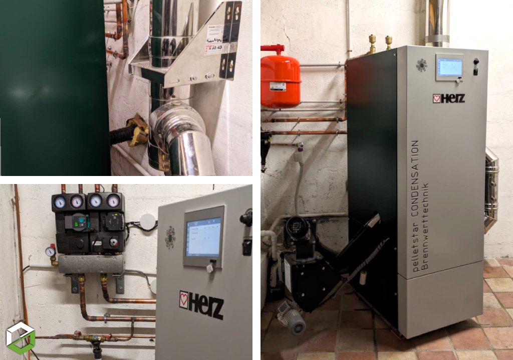 Consultez la chantier : chaudière granulés herz chaudière pelletstar 10 kw  condensation modulaire régulation classe vii - entreprise rge