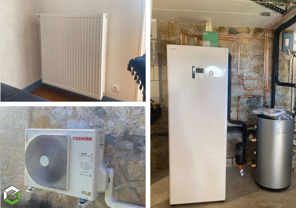 Boulevard des Energies : Installation d'une pompe à chaleur (PAC) Toshiba Air/Eau (Aérothermie) 