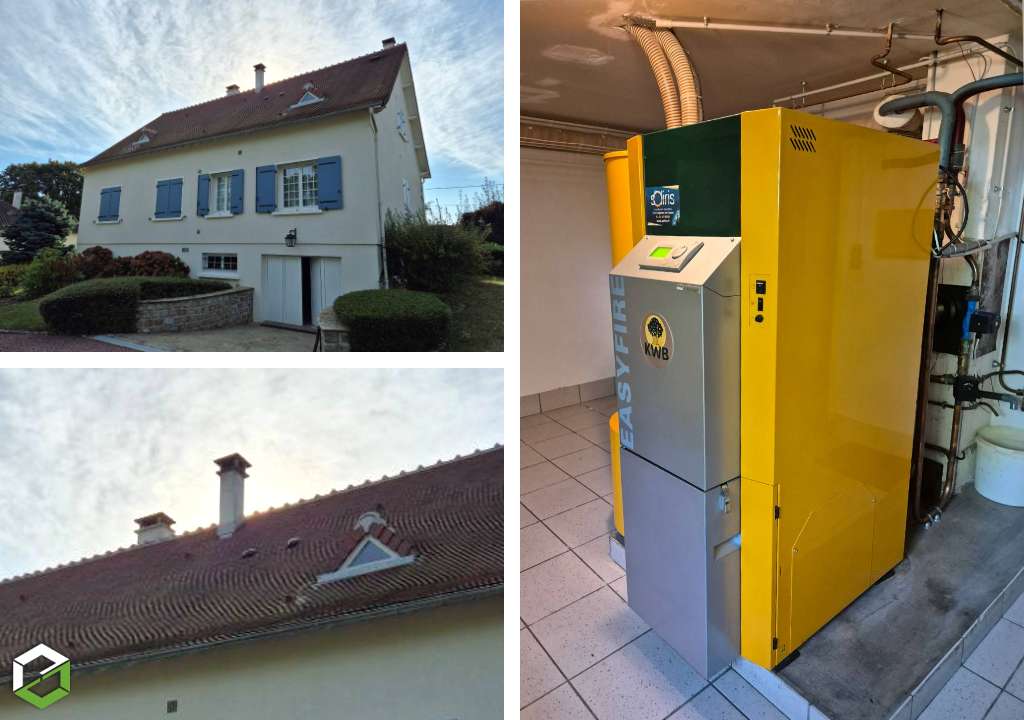 Consultez la chantier : installation d'une chaudière à granulés de bois de marque kwb modèle easyfire 2 flamme verte 7 étoiles - entreprise rge qualibois