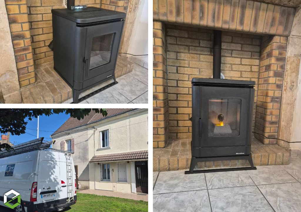 Mise en place d'un poêle à granulés de bois EXTRAFLAME PEGGY- Entreprise RGE Qualibois 7*