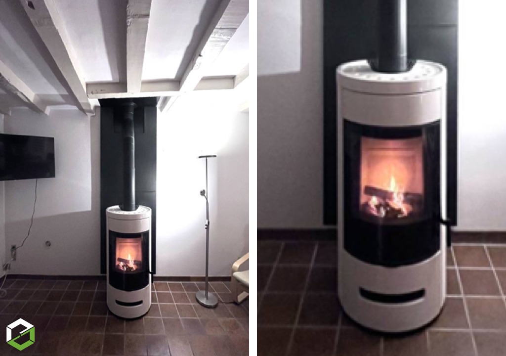 Installation d'un poêle à granulés de bois PIAZZETTA Modèle : E929D- Entreprise RGE Qualibois