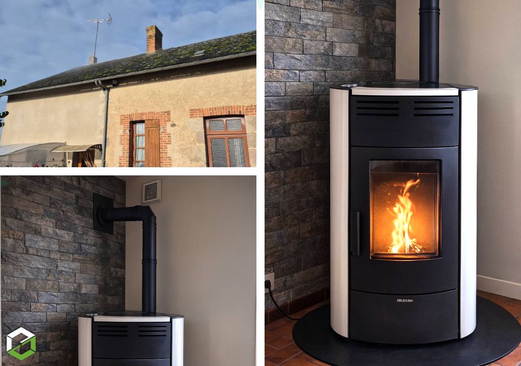 Mise en place d'un poêle à granulés de bois HYDRO EXTRAFLAME  RAFFAELLA IDRO