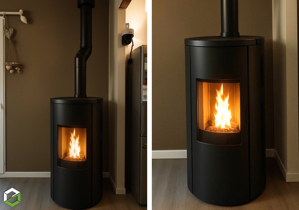 Installation d'un poêle à granulés de bois EDILKAMIN CELIA AIR TIGHT