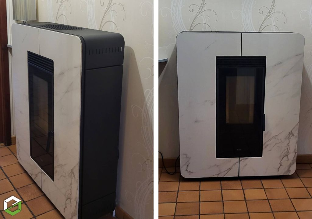 Mise en place d'un poêle à granulés de bois KLOVER - Entreprise RGE Qualibois 7*