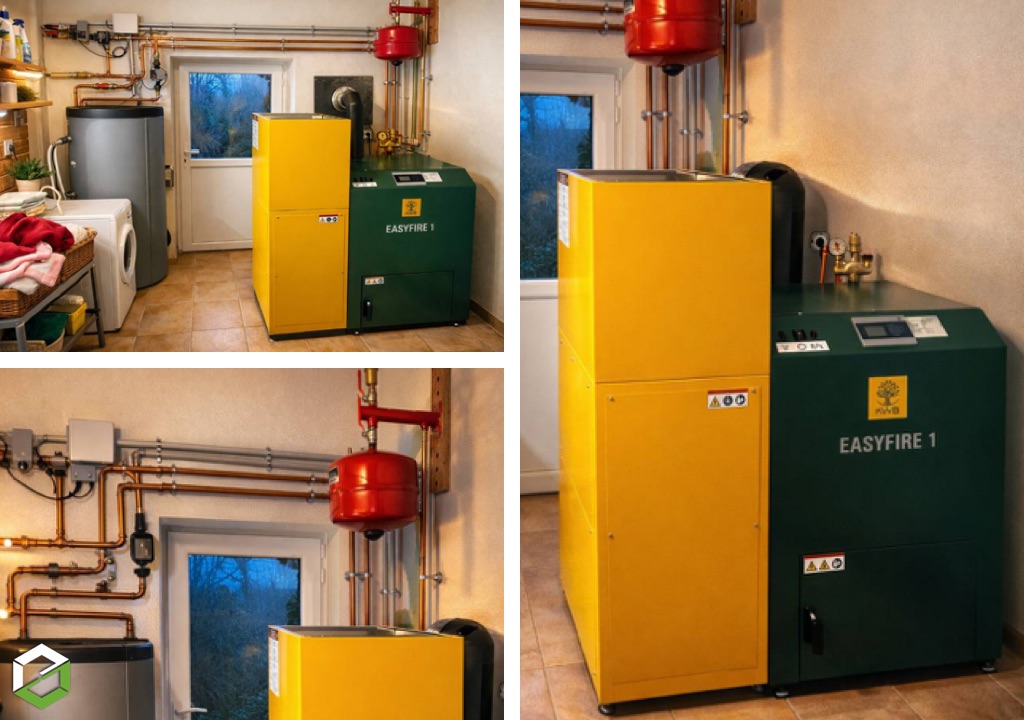 Installation d'une chaudiére à granulés de bois KWB EASYFIRE 1 USP V15 