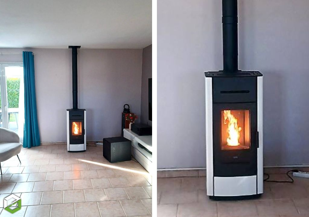 Mise en place d'un poêle à granulés de bois KLOVER KROS- Entreprise RGE Qualibois 7*