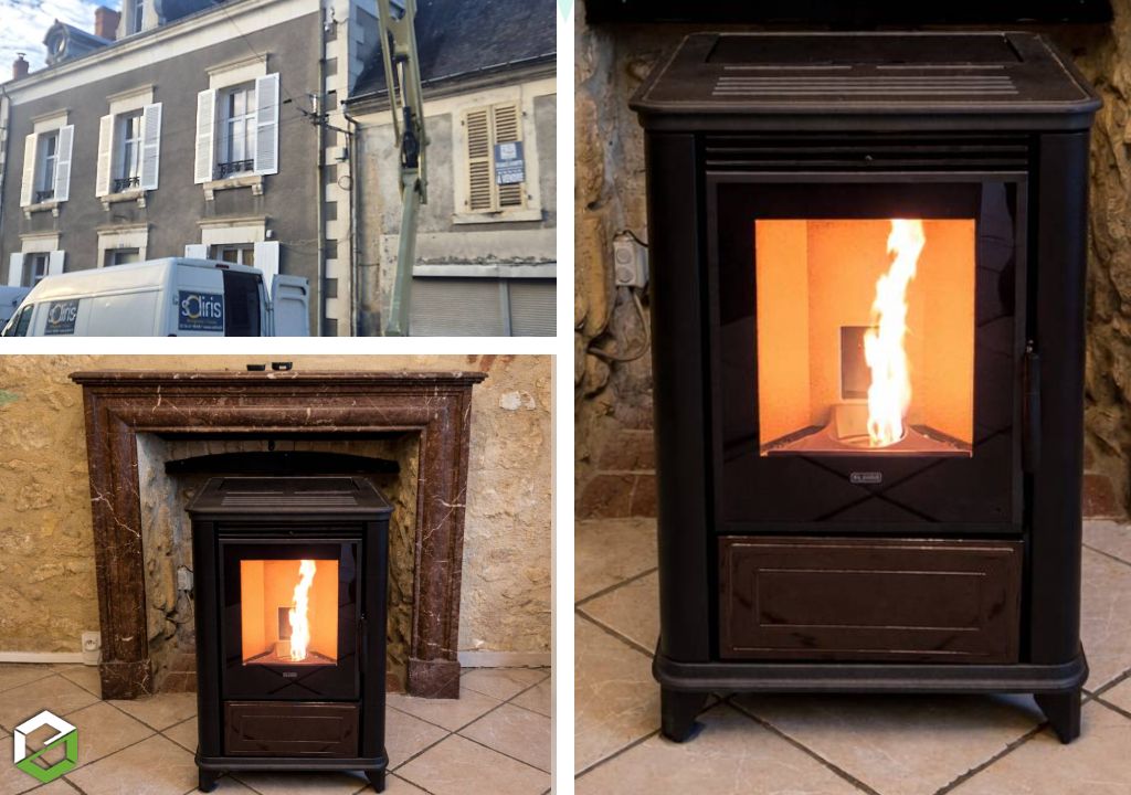 Installation d'un poêle à granulés de bois KLOVER M6k