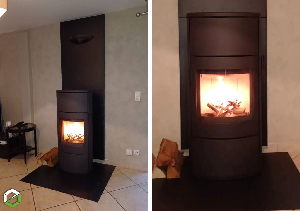 Mise en place d'un poêle à bois RHEA Modéle : RE6 