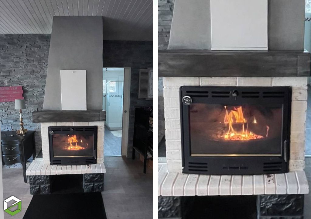 Mise en place d'un poêle à bois GODIN Modéle : INSERT 3258 - Installateur RGE Qualibois