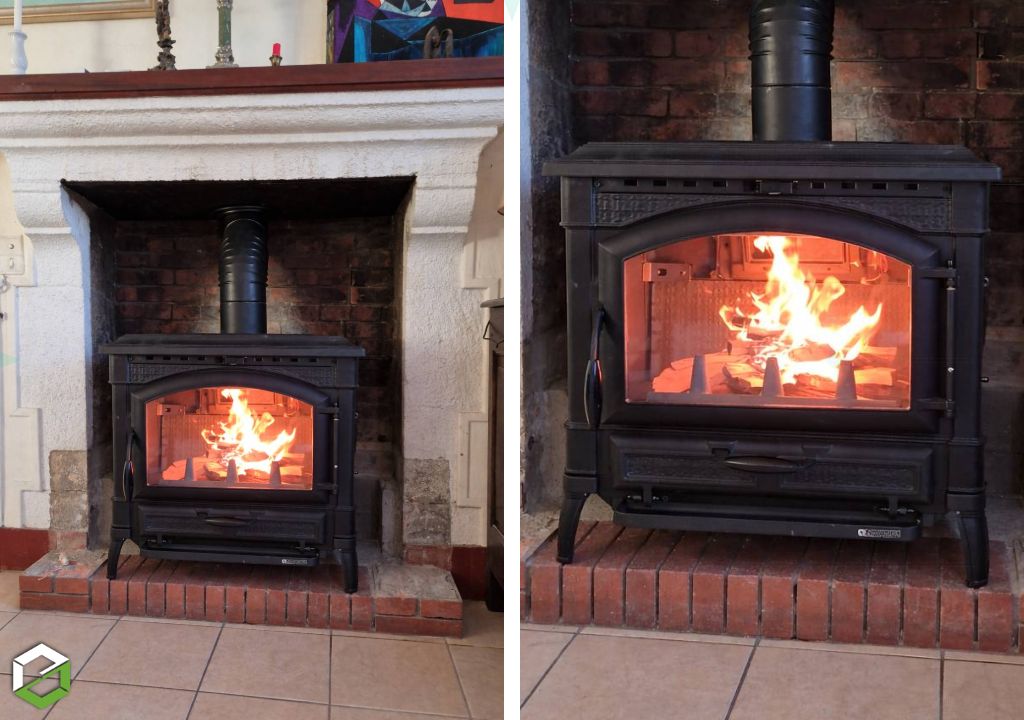 Installation d'un poêle à bois de la Marque : LA NORDICA Modèle : ISOTTA EVO
