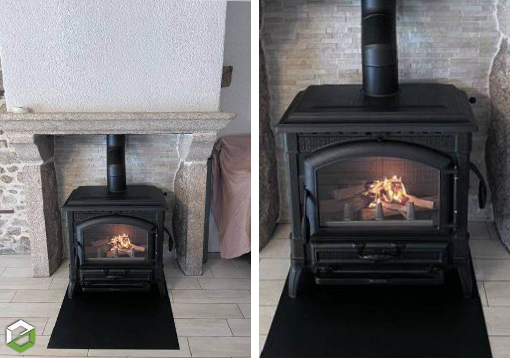 Mise en place d'un poêle à bois LA NORICA Modéle : ISOTTA.16