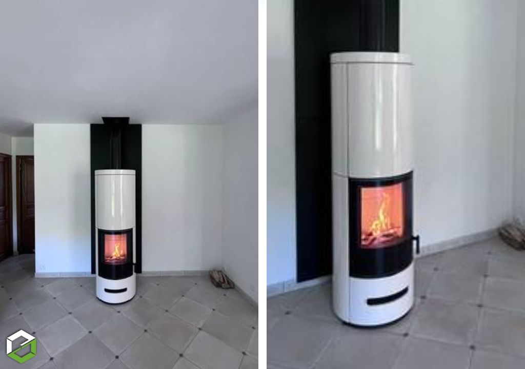Installation d'un poêle à bois de la Marque : PIAZZETTA Modèle : E929M-H- Entreprise RGE Qualibois 7*