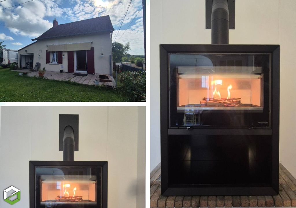 Mise en place d'un poêle à bois de la Marque : LA NORDICA Modéle : DANTE 5.0 - Entreprise RGE Qualibois