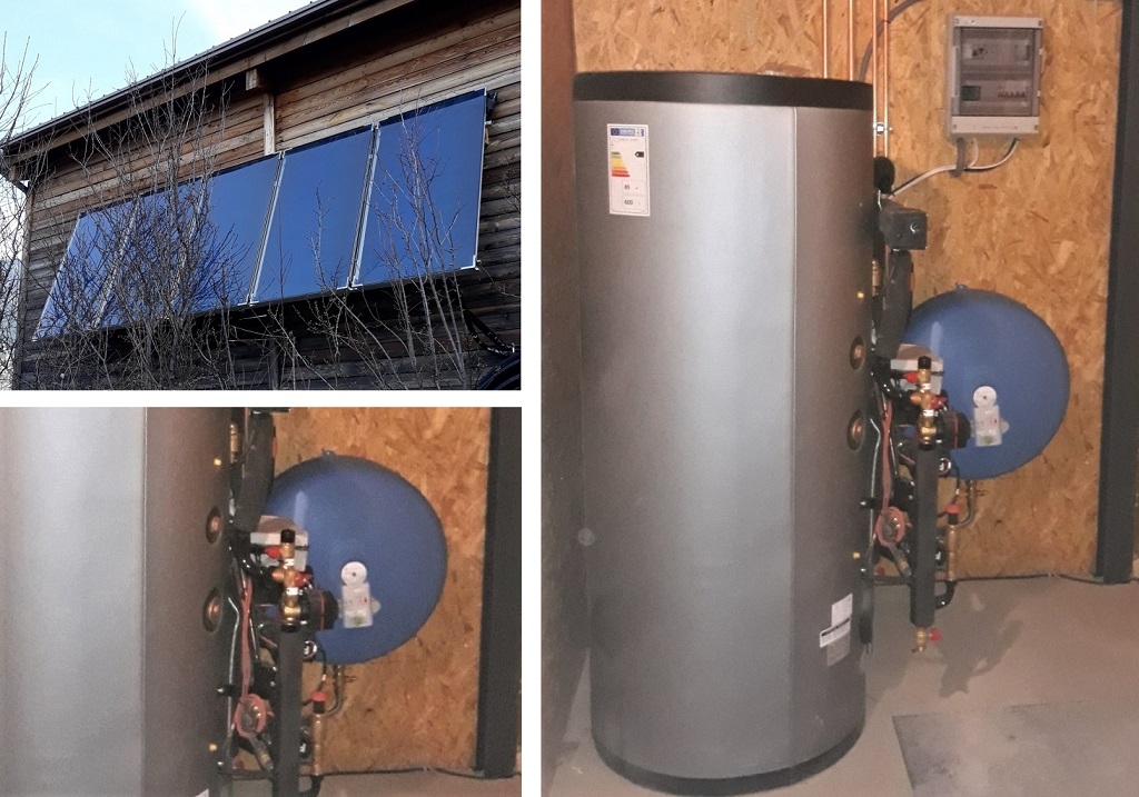 ssc chauffage solaire direct avec production d'eau chaude sanitaire, de marque solisart et 12.5 m² de capteurs solaire thermique.