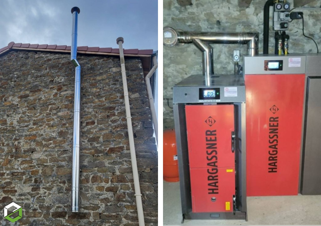 Remplacement d'une chaudière fioul Roca par une chaudière mixte Bois bûches-Pellets Hargassner-Loire (42)