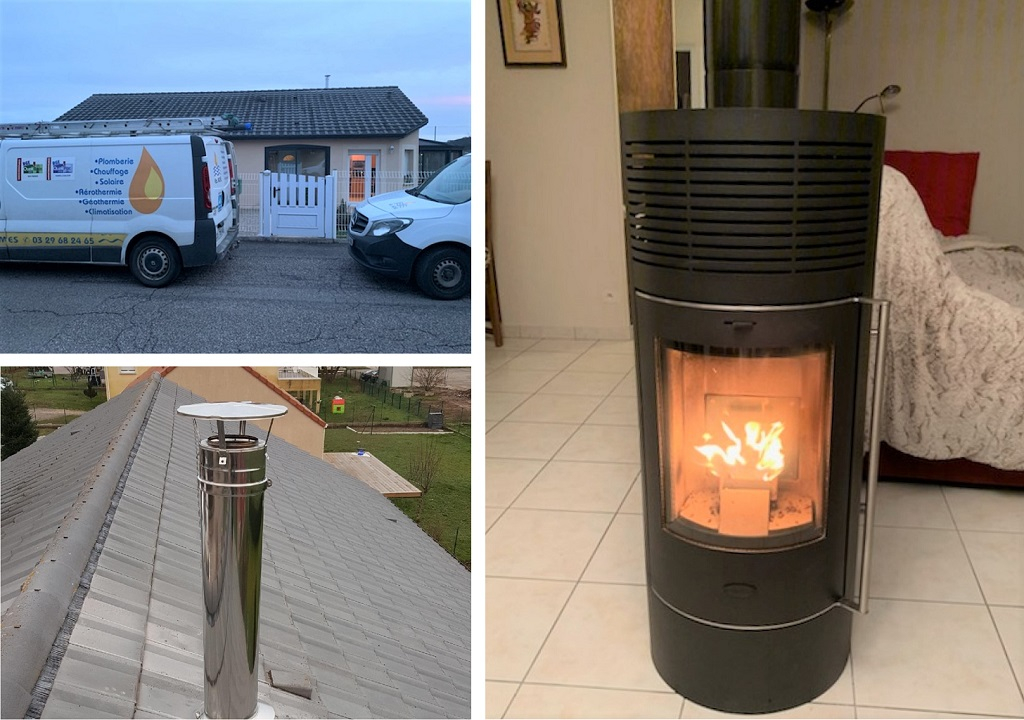Installation d'un poêle à granulés (pellets) sans électricité
