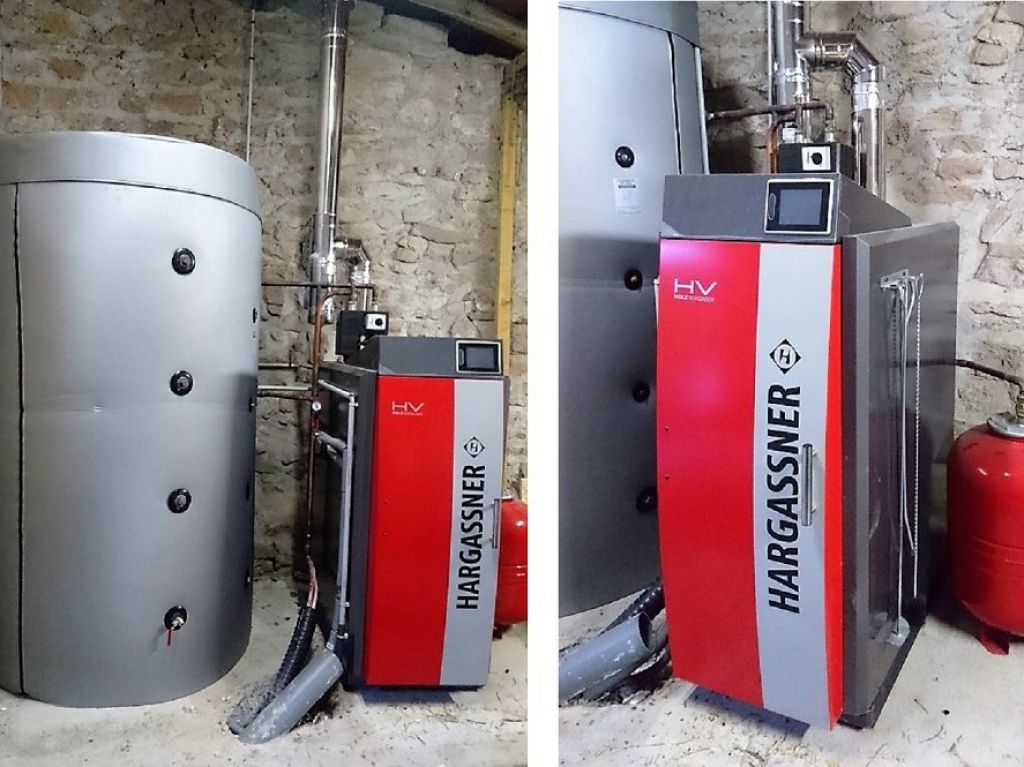 Chaudière Hargassner bois bûches avec tampon de 2600 litres