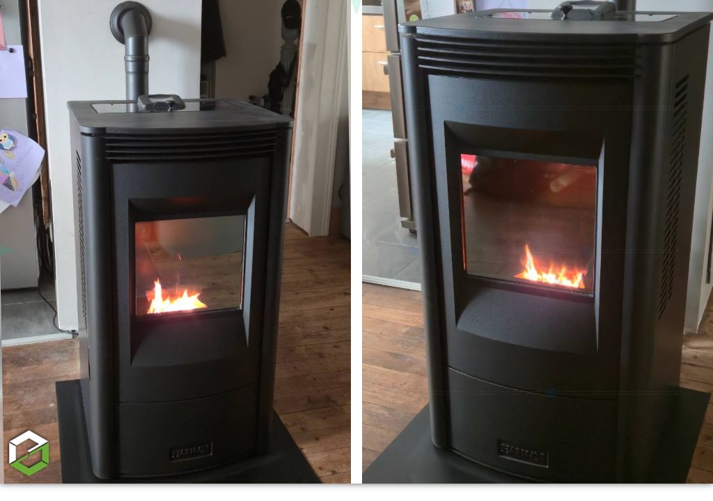 Installation poêle à granulés de bois Harman