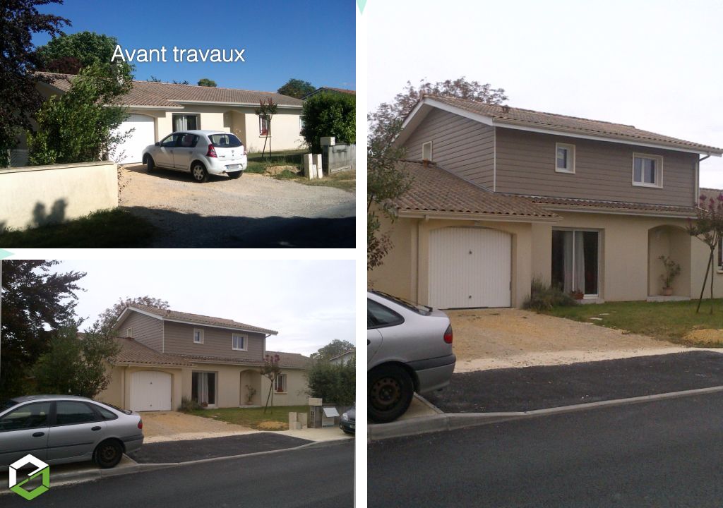 Consultez la chantier : agrandissement surface habitable surélévation ossature bois à carignan-de-bordeaux 33 gironde