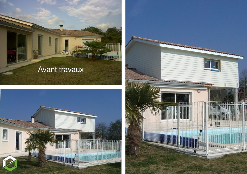 Consultez la chantier : agrandissement surface habitable surélévation en ossature bois à salignac, 33 gironde