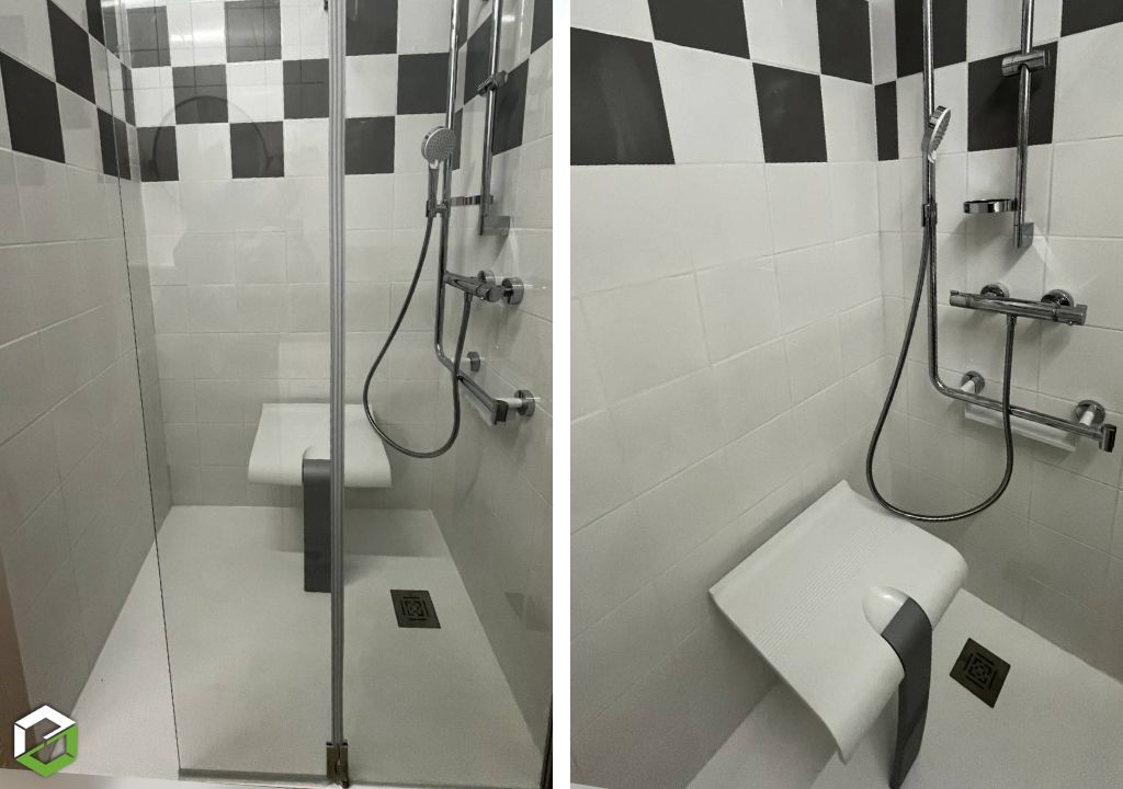 Installation d'une douche PMR pour personne handicapée