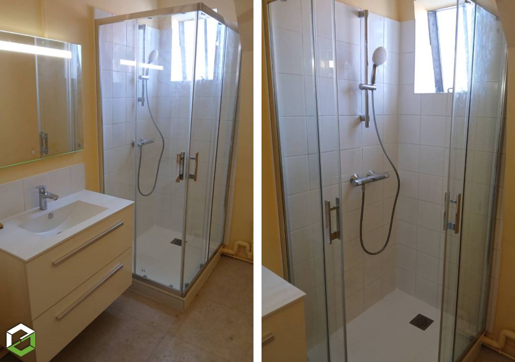 Création d’une salle de bain clé en main – Douche, meuble vasque et raccordements complets