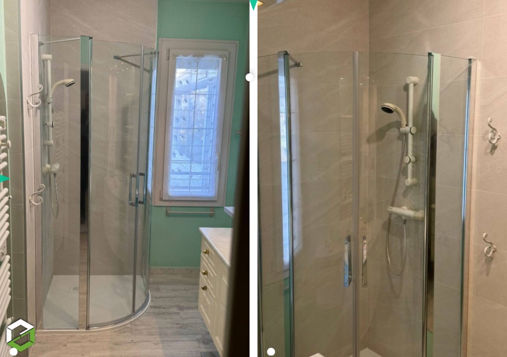 Remplacement d'une douche d'angle 1/4 de rond