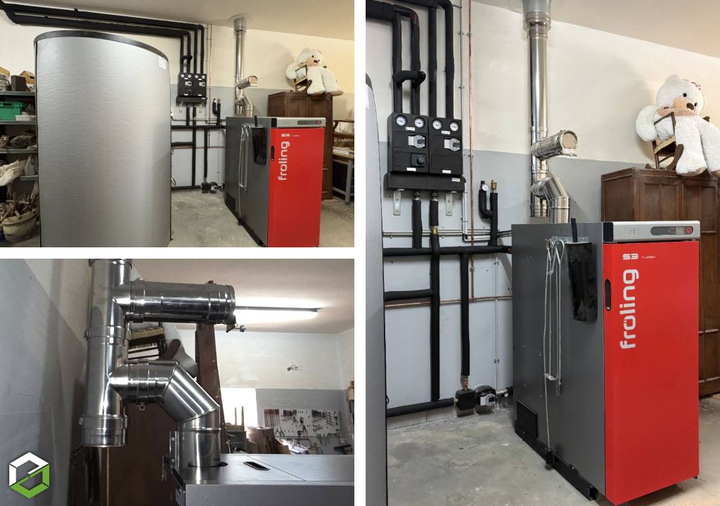 Consultez la chantier : installation chaudière bois bûches froling s3 et chauffage central