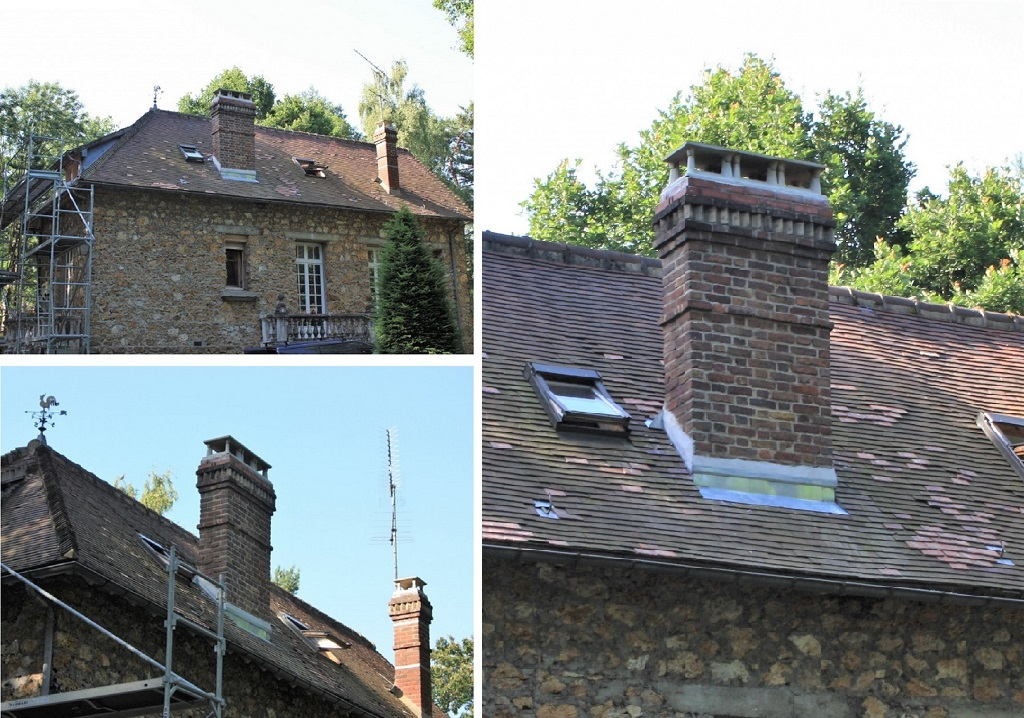 Consultez la chantier : pose de chapeaux de cheminée