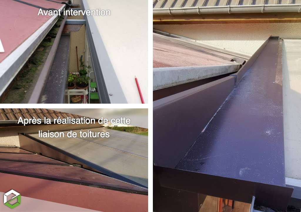 Travaux de couverture zinguerie : liaison toiture entre une véranda et une pergola dans les Yvelines