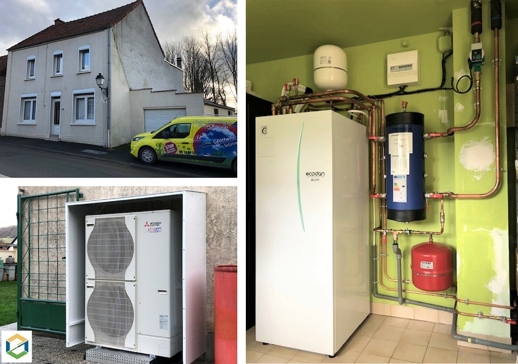 installation pac air-eau mitsubishi electric avec production d'eau chaude en remplacement d'une chaudière fioul