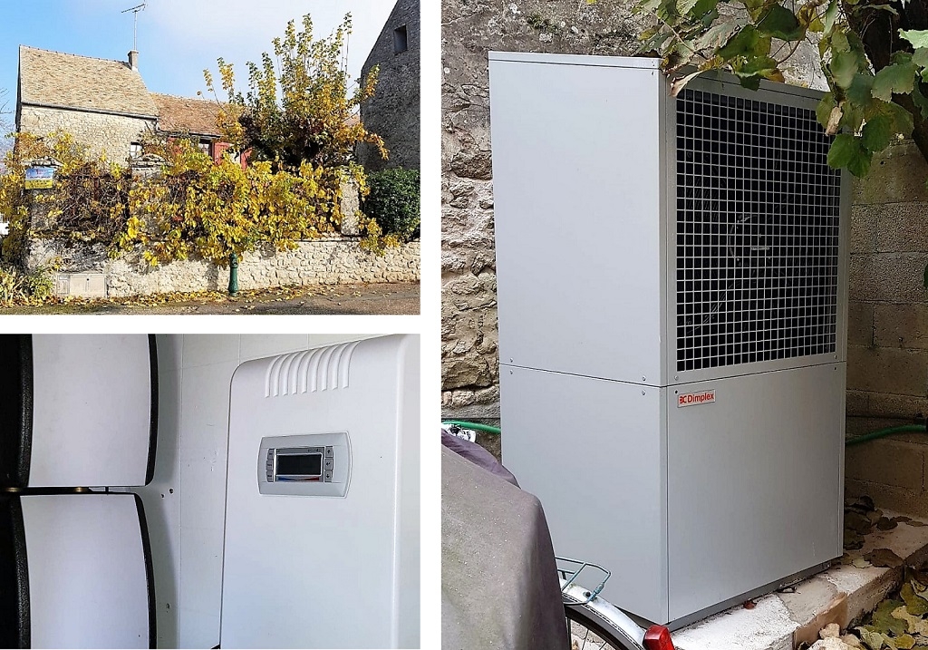 Consultez la chantier : installation d'une pompe à chaleur air / eau avec eau chaude sanitaire de marque dimplex la 33 tbs 