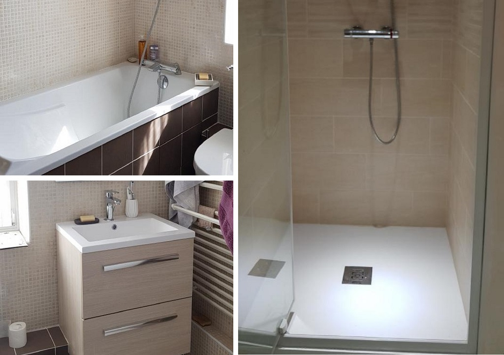 Consultez la chantier : installeur créateur de salle de bain : installation de la salle de bain de a à z à moigny sur ecole 91 