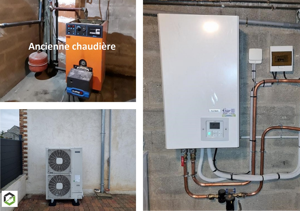 installateur rge pompe à chaleur : changement de la vieille chaudière fioul par une pompe à chaleur hitachi yutaki s