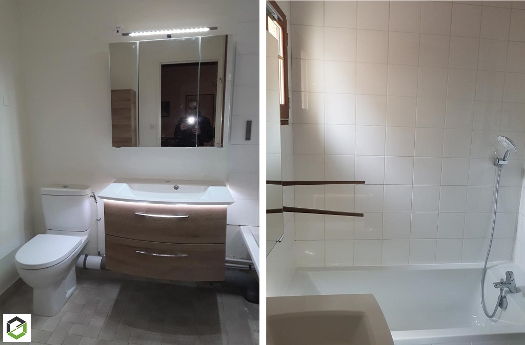 Consultez la chantier : créateur de salle de bain : changement de la vieille salle de bain
