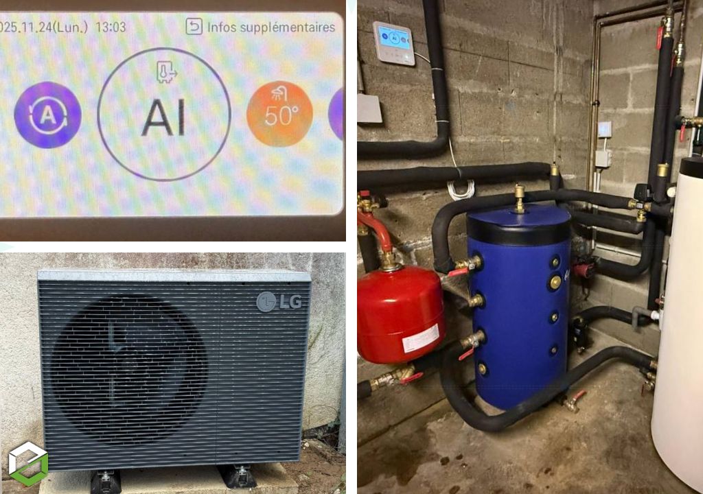 Ets A.Ciret Chauffage Plomberie : Installation d'une PAC LG Monobloc 12 kW avec préparateur ECS 200 L